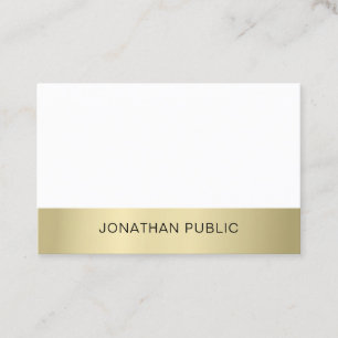 Tarjeta De Visita Profesional Moderno Sleek Plain Gold Look Luxury