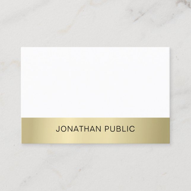 Tarjeta De Visita Profesional Moderno Sleek Plain Gold Look Luxury (Anverso)