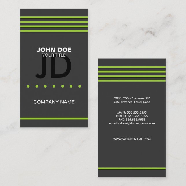 Tarjeta De Visita Profesional Moderno Verde (Anverso / Reverso)