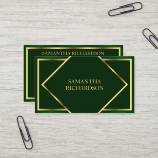 Tarjeta De Visita Profesional Moderno Y Moderno De Esmeralda Y Oro