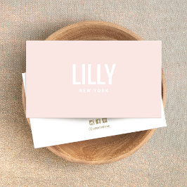 Tarjeta De Visita Profesional moderno y sencillo de color rosa claro