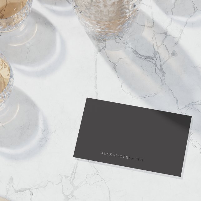 Tarjeta De Visita Profesional monocromo gris oscuro (Subido por el creador)