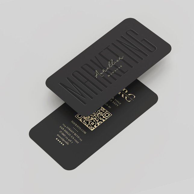 Tarjeta De Visita Profesional Monograma Marketing Black Gold Moderno (Professional Monogram Marketing Black Gold Modern Business Card
)