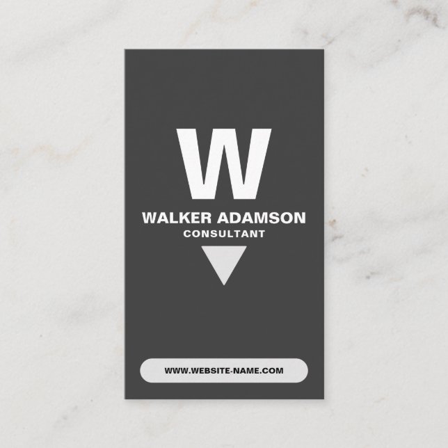 Tarjeta De Visita Profesional Monogramado (QR) Blanco y negro mate (Anverso)