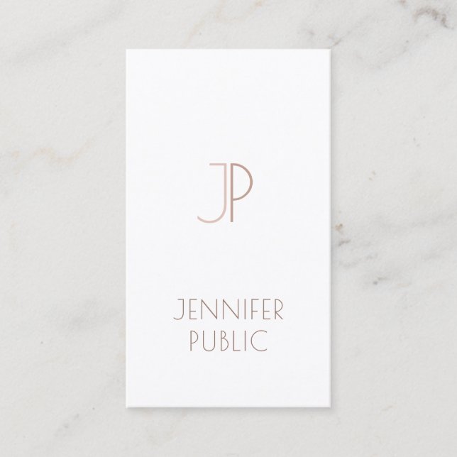 Tarjeta De Visita Profesional Monogramo Plain Elegant Modern Luxe (Anverso)