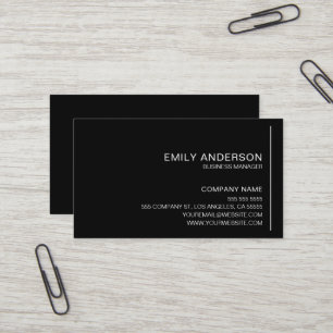 Tarjeta de visita profesional negra minimalista pe