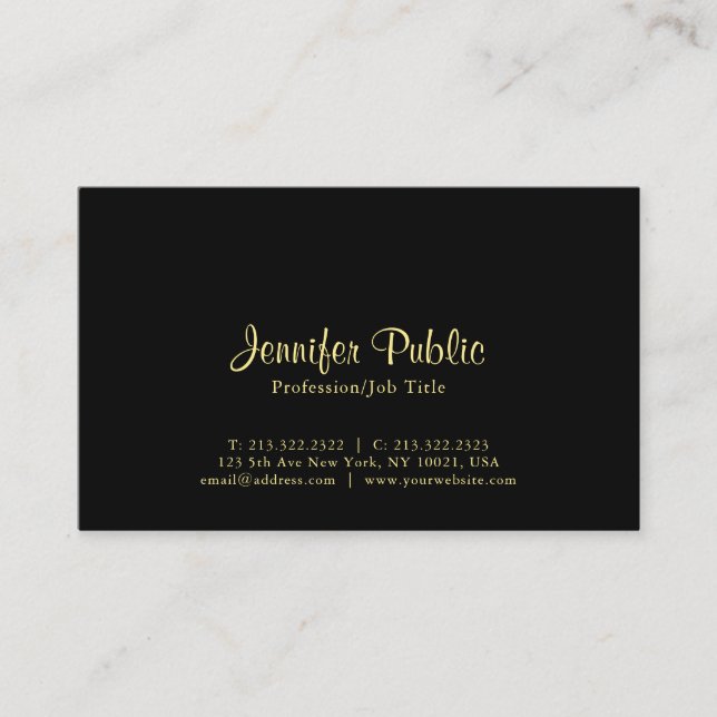 Tarjeta De Visita Profesional negro elegante moderno creativo (Anverso)