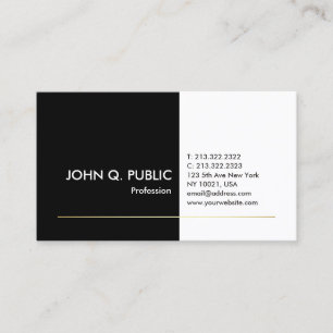 Tarjeta De Visita Profesional Negro Oro Blanco Moderno Elegante Senc