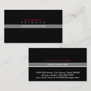 Tarjeta De Visita profesional negro sencillo, elegante y moderno