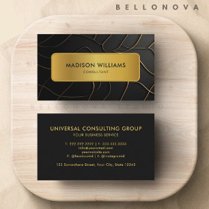 Tarjeta De Visita Profesional negro y dorado personalizable
