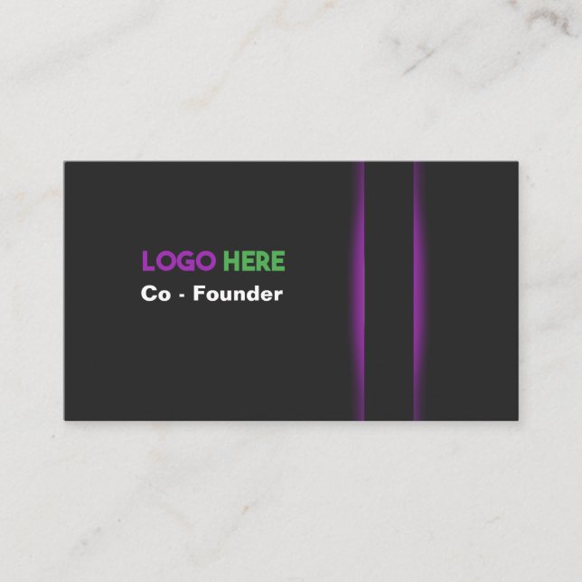 Tarjeta De Visita Profesional negro y púrpura moderno (Anverso)