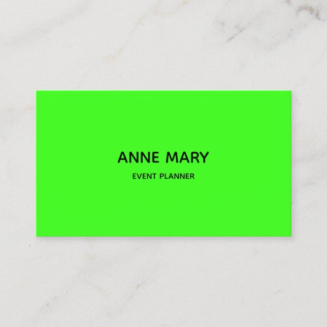Tarjeta De Visita Profesional Neon Green Modern Colorful Bright (Anverso)