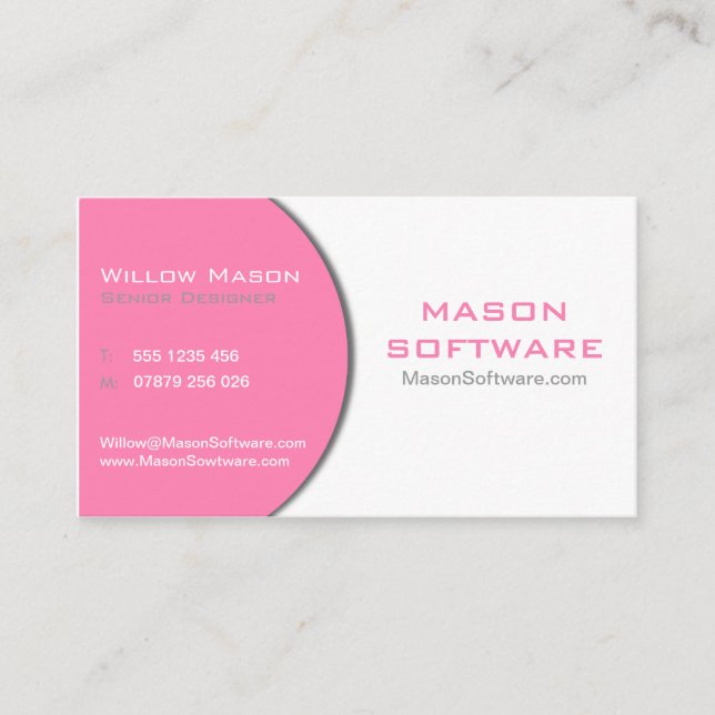 Tarjeta de visita profesional para mujeres rosa y  (Anverso)