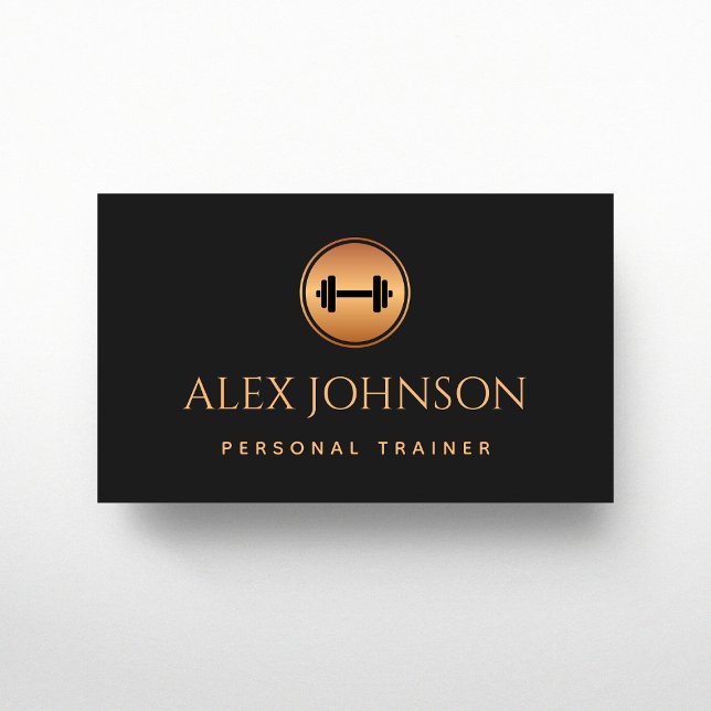 Tarjeta De Visita Profesional Personal Trainer Gold Dumbbell Black (Subido por el creador)
