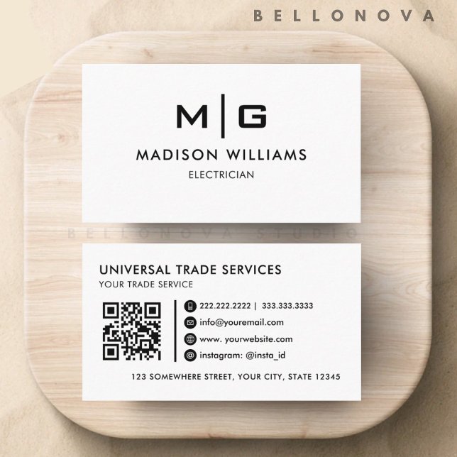 Tarjeta De Visita Profesional Personalizable Blanco y Negro (Customizable White And Black Professional Business Card)