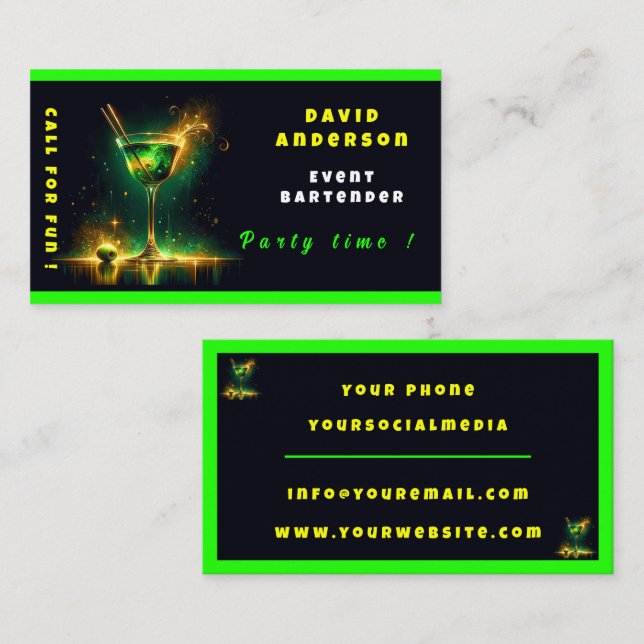 Tarjeta De Visita Profesional personalizado de la hora del Fiesta Ne (Anverso / Reverso)