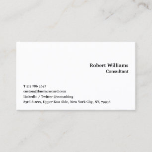 Tarjeta De Visita Profesional personalizado simple blanco minimalist