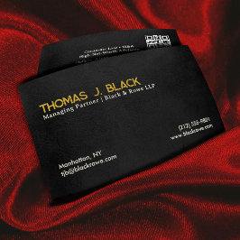 Tarjeta De Visita Profesional Premium Gold Cuero negro Moderno QR
