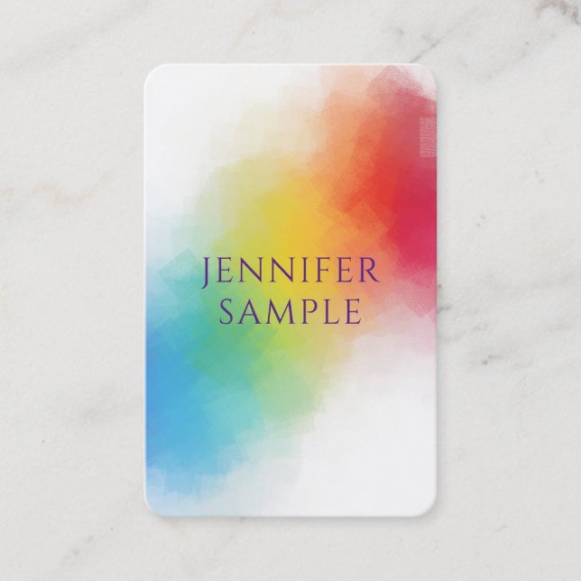 Tarjeta De Visita Profesional Profesional Moderno Elegante Arcoiris  (Anverso)
