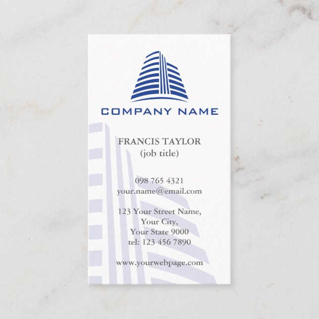 Tarjeta De Visita Profesional, propiedades inmobiliarias elegantes o (Anverso)