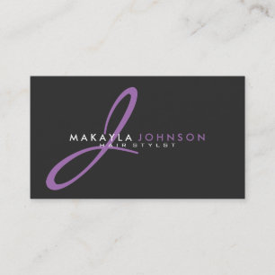 Tarjeta De Visita Profesional púrpura moderno y simple del monogram