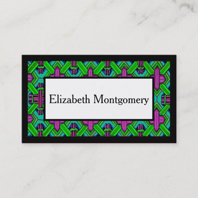 Tarjeta de visita profesional púrpura y verde (Anverso)