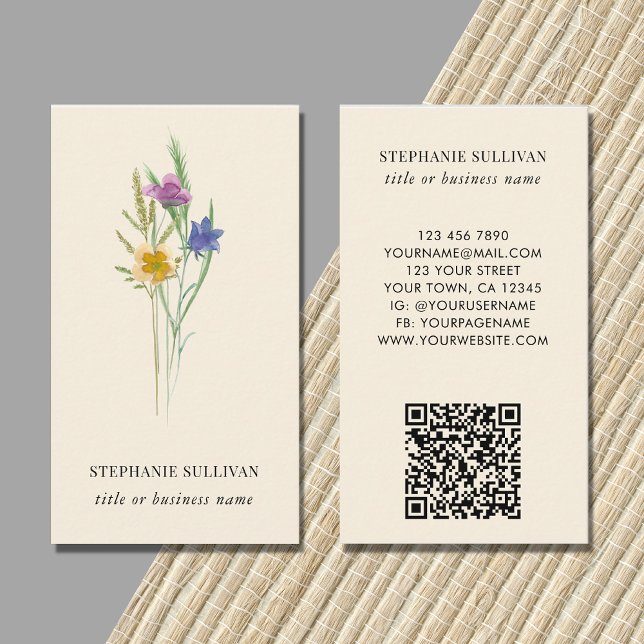 Tarjeta de visita profesional QR Code Wildflower (Subido por el creador)