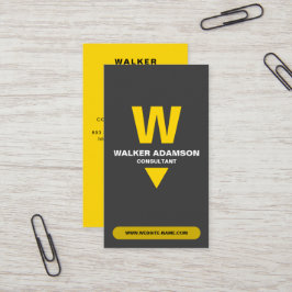 Tarjeta De Visita Profesional (QR Monograma) Dorado y Negro Mate