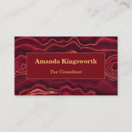 Tarjeta De Visita Profesional Red and Gold Agate