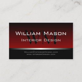Tarjeta de visita profesional Red & Black Stripe