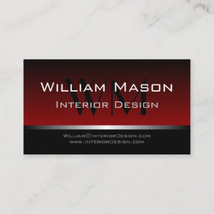 Tarjeta de visita profesional Red & Black Stripe