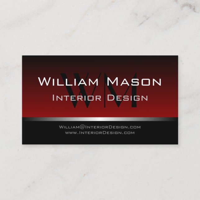 Tarjeta de visita profesional Red & Black Stripe (Anverso)