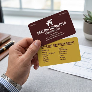 Tarjeta De Visita Profesional Renovación de Hogar Moderno Granate