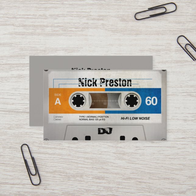 Tarjeta De Visita Profesional retro fresco del casete audio el | DJ (Anverso/Reverso In Situ)