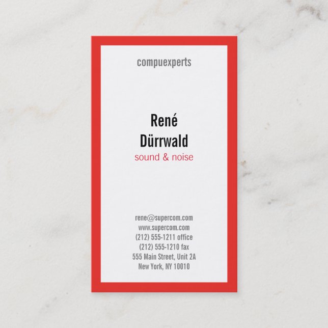 Tarjeta De Visita Profesional rojo blanco negro (Anverso)
