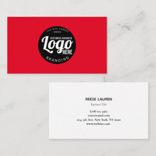 Tarjeta De Visita Profesional rojo con logotipo negro