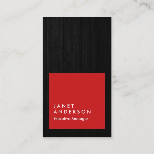 Tarjeta De Visita Profesional rojo de madera gris moderna vertical (Anverso)