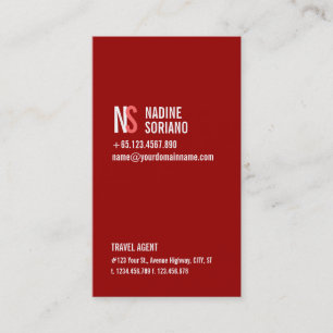 Tarjeta De Visita Profesional rojo simple moderno del monograma