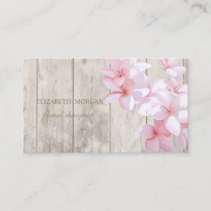 Tarjeta De Visita Profesional Romántico ,Flores,Textura de Madera