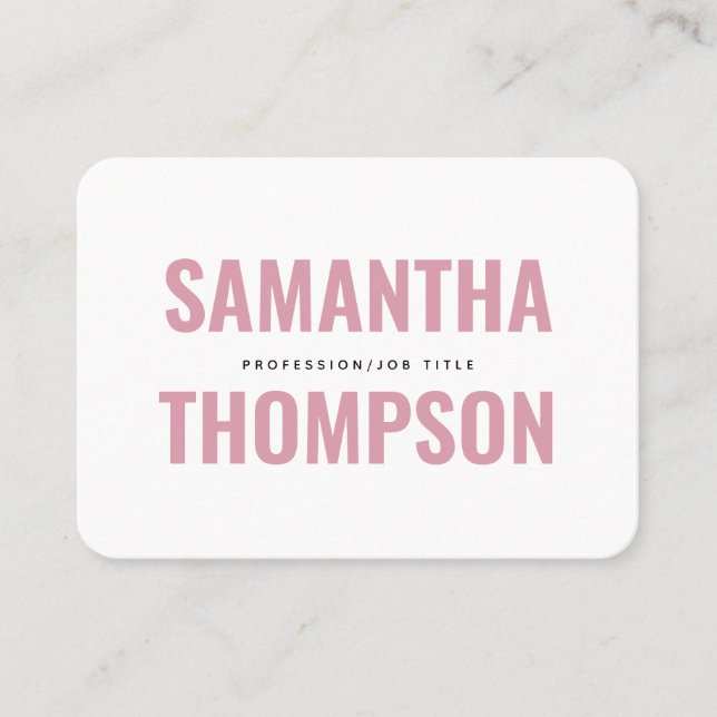 Tarjeta De Visita Profesional rosa y blanco de Moda moderna (Anverso)