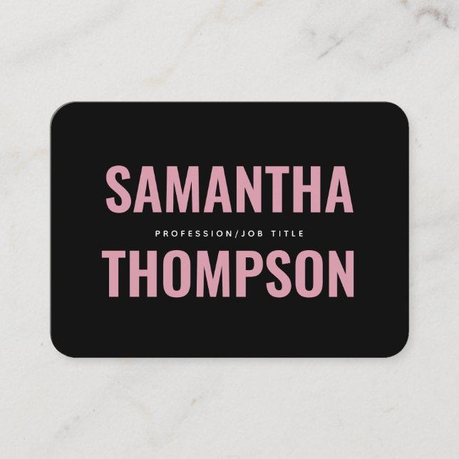 Tarjeta De Visita Profesional rosa y blanco de Moda moderna (Anverso)