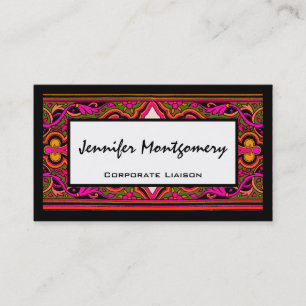 Tarjeta de visita profesional rosa y floral verde