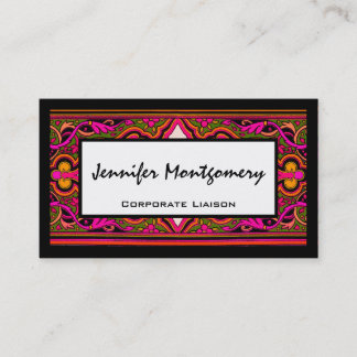 Tarjeta de visita profesional rosa y floral verde