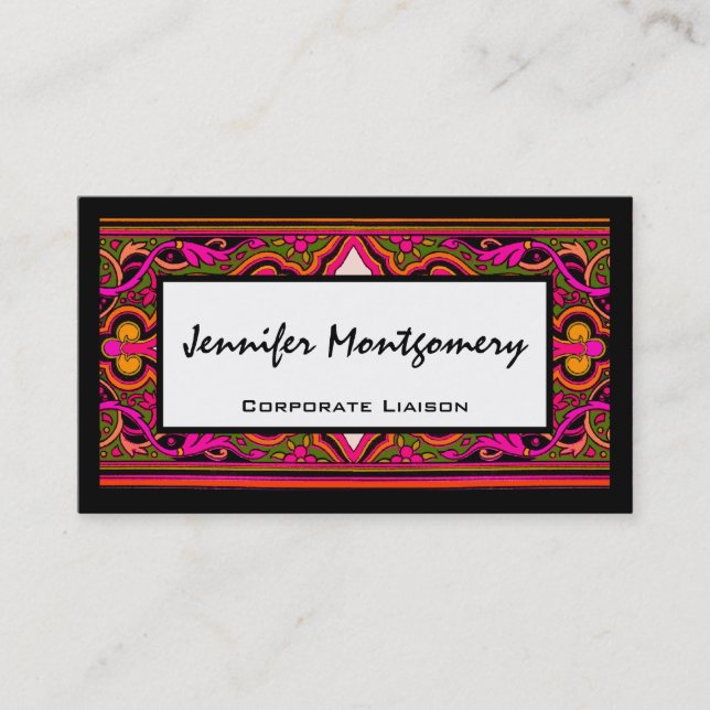 Tarjeta de visita profesional rosa y floral verde (Anverso)