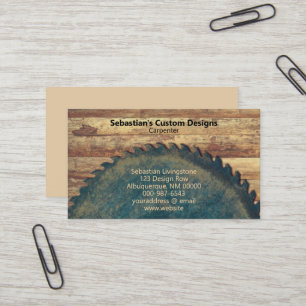 Tarjeta De Visita Profesional Rústico Circular Saw Carpentry