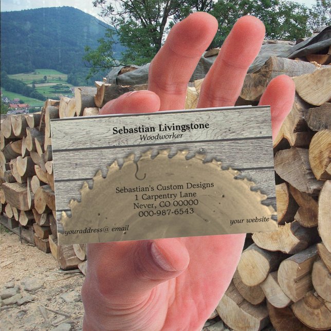 Tarjeta De Visita Profesional Rústico Circular Saw Carpentry (Subido por el creador)