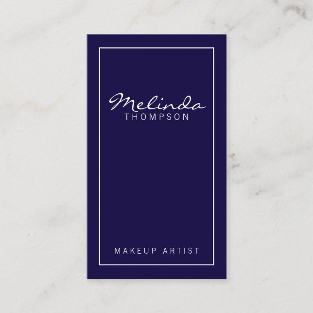 Tarjeta De Visita Profesional Sencilla Marina Moderna Azul y Blanco (Anverso)