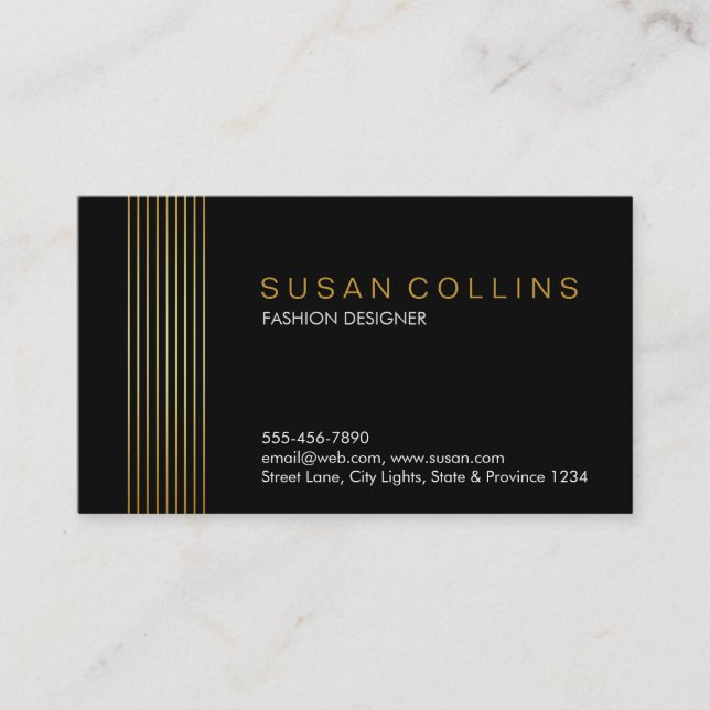 Tarjeta De Visita Profesional sencillo a rayas elegante moderno (Anverso)