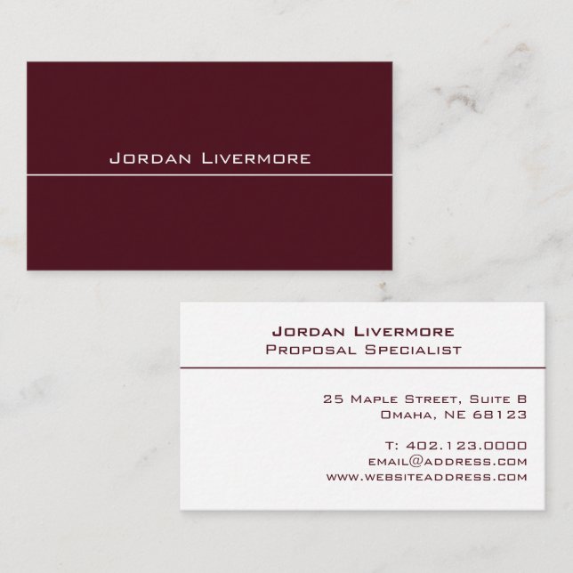 Tarjeta De Visita Profesional, sencillo, básico, marrón y blanco mod (Anverso / Reverso)