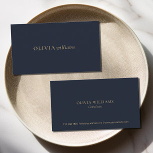 Tarjeta De Visita Profesional simple de la Marina de Oro minimalista